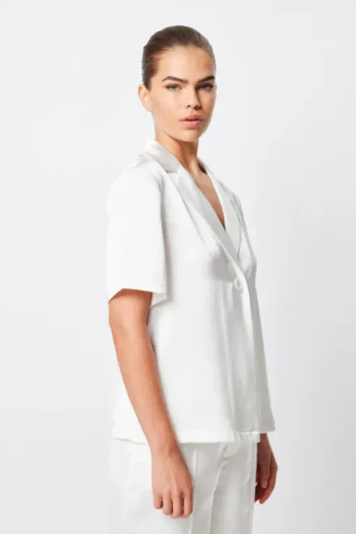 Adrift One Button Shirt White
