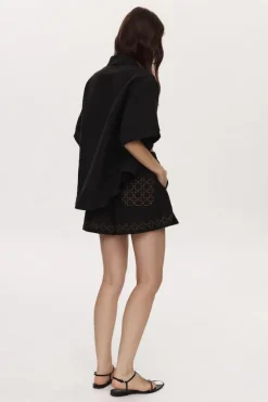 Alisa Short Black Embroidery