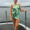 Bambi Mini Skirt Green Sequin
