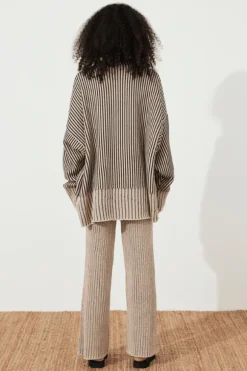 Black Stripe Chunky Knit Pant