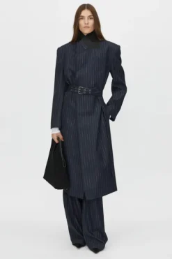 Clemence Blazer Coat Navy Pinstripe