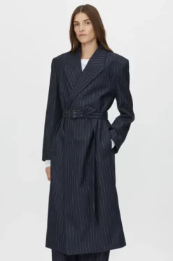Clemence Blazer Coat Navy Pinstripe
