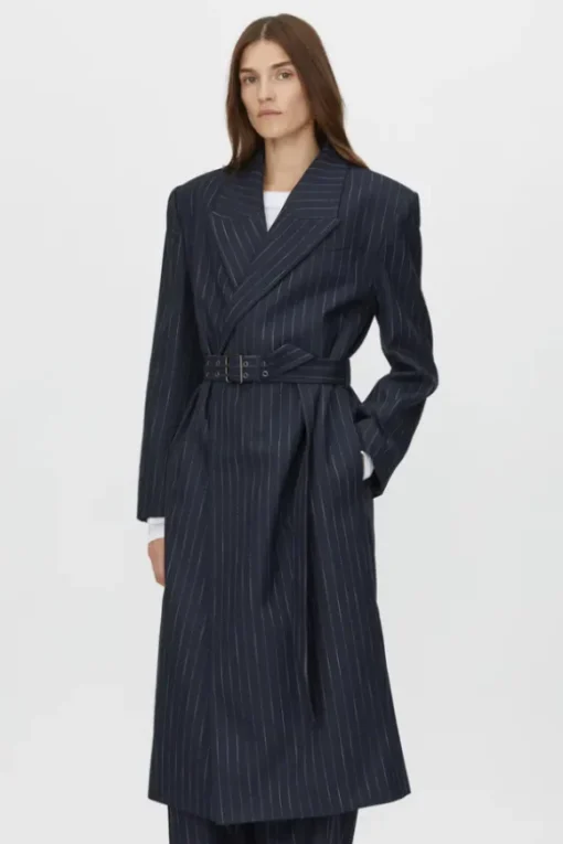 Clemence Blazer Coat Navy Pinstripe