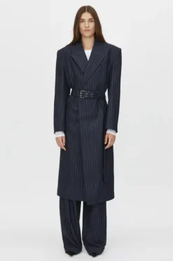 Clemence Blazer Coat Navy Pinstripe