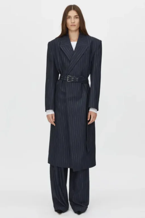 Clemence Blazer Coat Navy Pinstripe