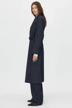 Clemence Blazer Coat Navy Pinstripe
