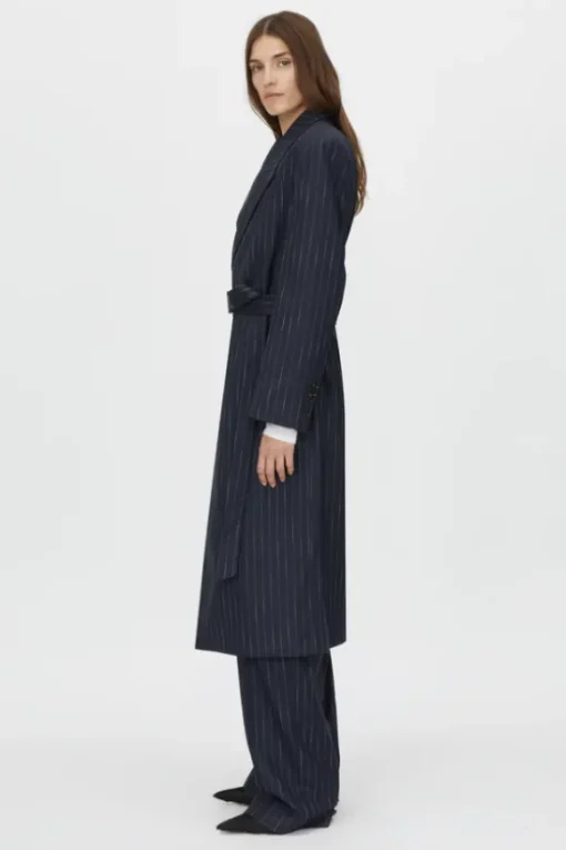 Clemence Blazer Coat Navy Pinstripe
