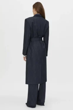 Clemence Blazer Coat Navy Pinstripe