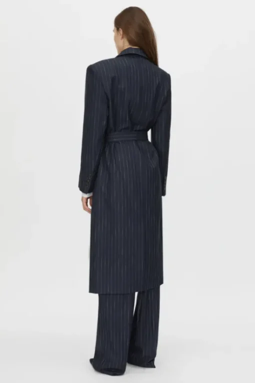 Clemence Blazer Coat Navy Pinstripe