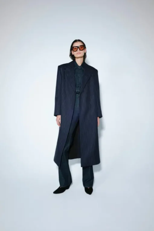 Clemence Blazer Coat Navy Pinstripe