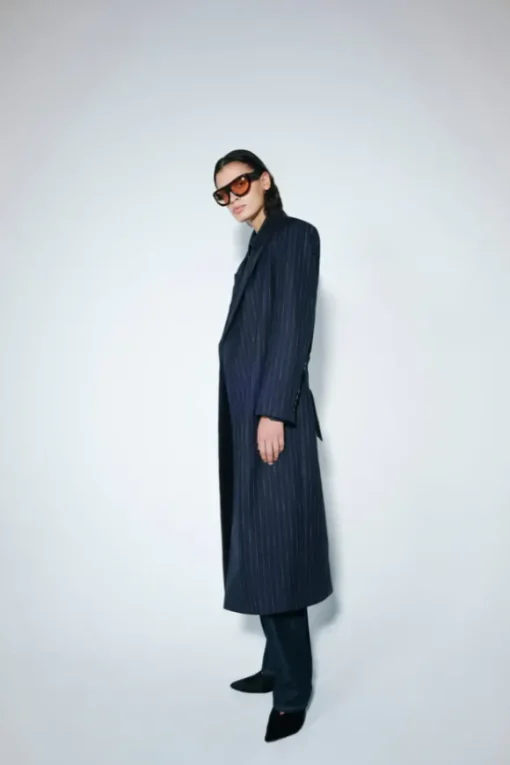 Clemence Blazer Coat Navy Pinstripe
