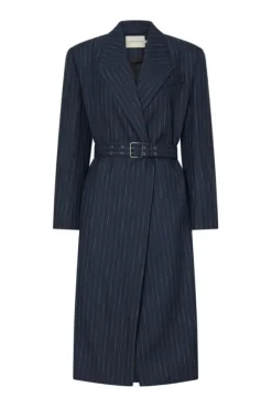 Clemence Blazer Coat Navy Pinstripe