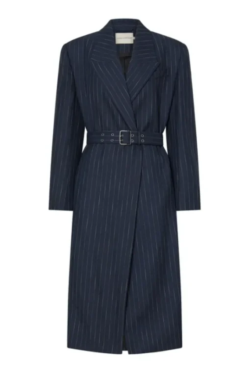 Clemence Blazer Coat Navy Pinstripe