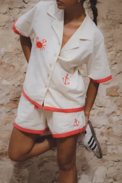 Del Mar Shirt Set Lobster Red