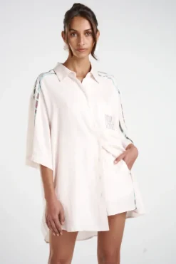Elastic Waist Shorts Cream/Viceroy Strip