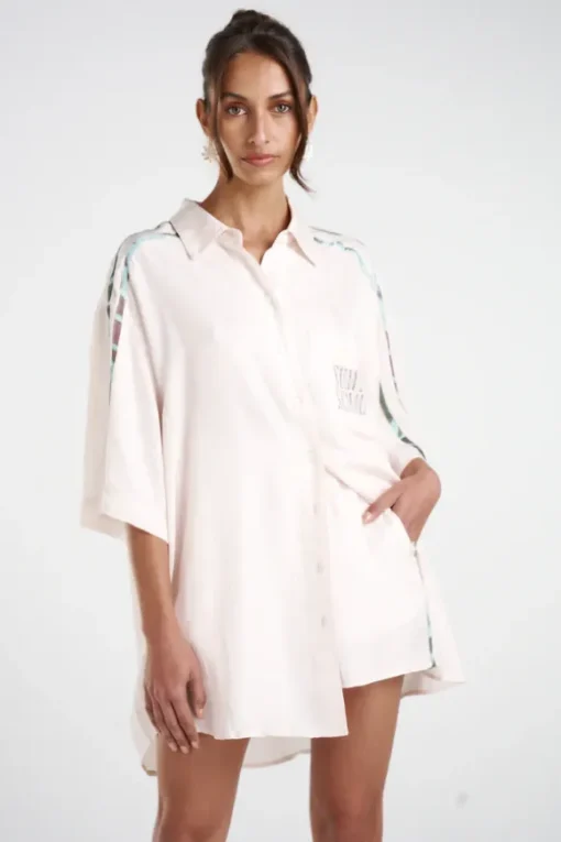 Elastic Waist Shorts Cream/Viceroy Strip