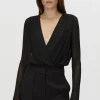 Ervina V Neck Bodysuit Black