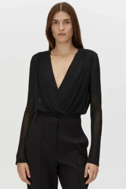 Ervina V Neck Bodysuit Black