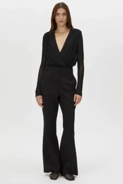 Ervina V Neck Bodysuit Black