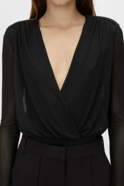Ervina V Neck Bodysuit Black