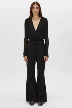 Ervina V Neck Bodysuit Black