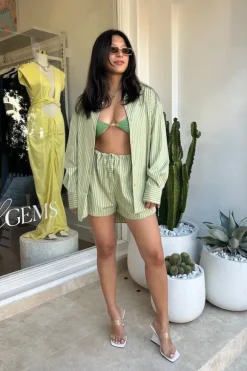 Freja Shorts Green Stripe