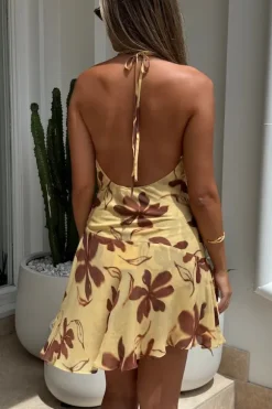 Harlow Halter Dress Butter Floral