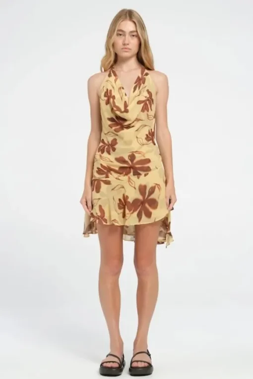 Harlow Halter Dress Butter Floral