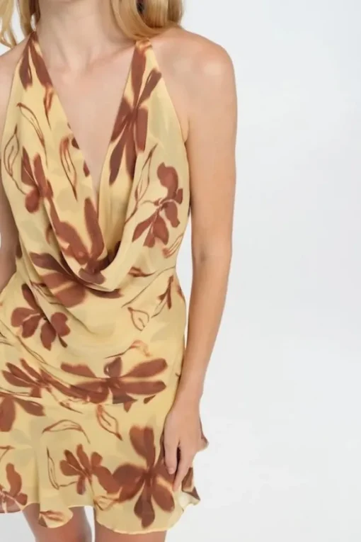 Harlow Halter Dress Butter Floral