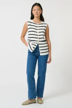 Helena Gilet Stripe I Navy/White