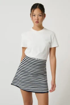 Helena Mini Skirt Stripe 2 Navy/White