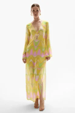 Hotline Seastar Maxi Dress Wavy Gold