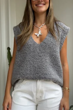 Izara Knit Vest Charcoal Navy