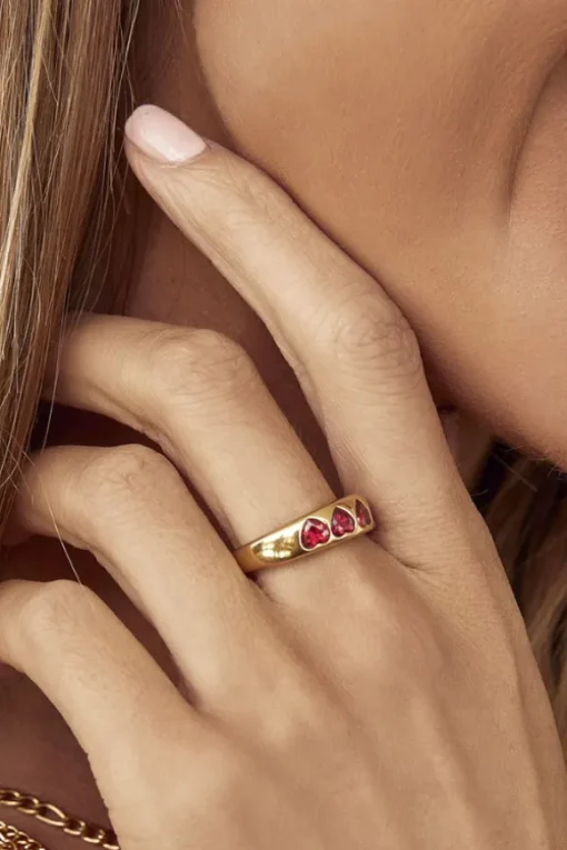 J'adore Gold Ring Red