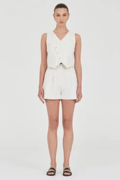 Jayden Stripe Tailored Shorts White Stripe
