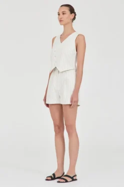 Jayden Stripe Tailored Shorts White Stripe