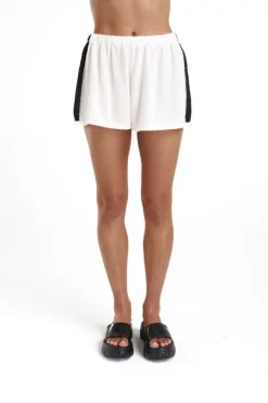 Knit Shorts Cream/Brown Strip