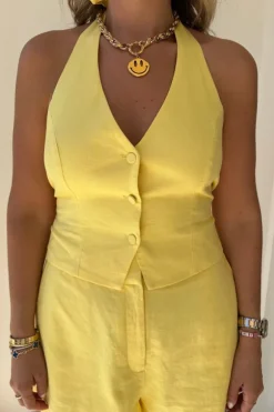 Linen Vest Lemon