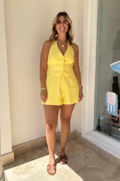 Linen Vest Lemon