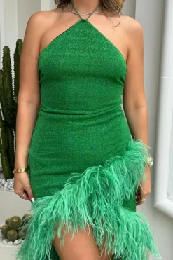 Lumiere Plumage Tulip Dress Emerald Green