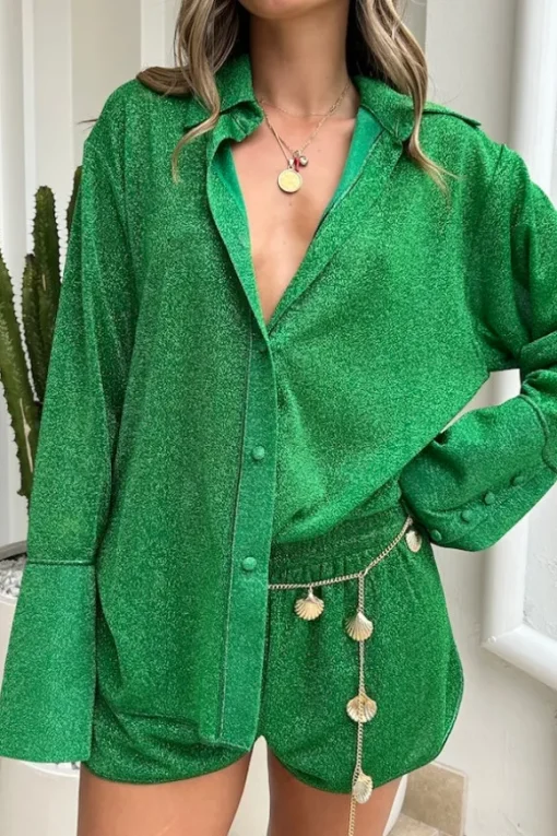Lumiere Sleeves Shirt Emerald Green