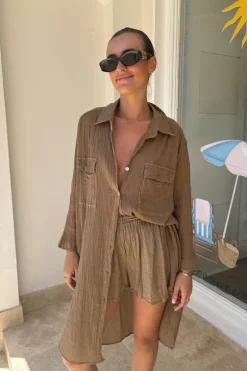 Olina Shirt Dress Mocha