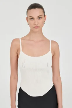 Oslo Crepe Knit Top Cream