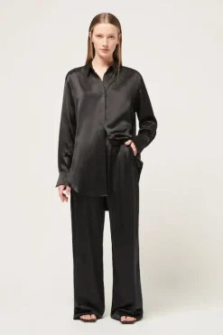 Relaxed Silk Boy Shirt Black