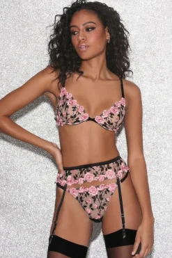 Roses and Thorns Demi Bra Black