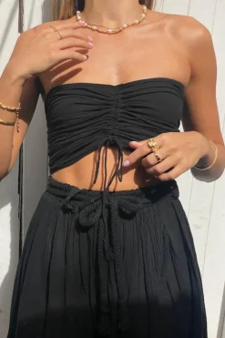 Ruched Tube Top Black
