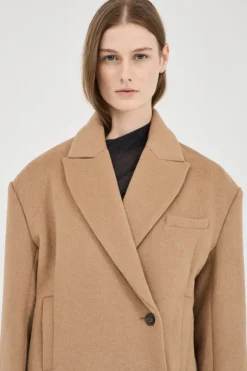 Sander Cropped Wool Coat Camel