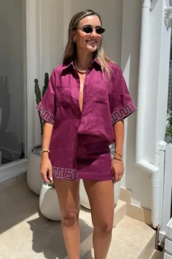 Sig Linen Shirt Plum