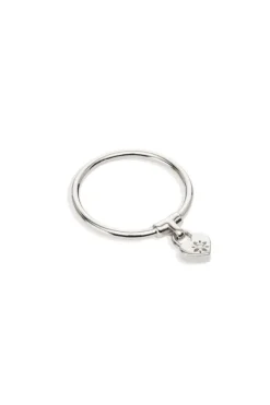 Silver Crystal Lotus Heart Padlock Ring