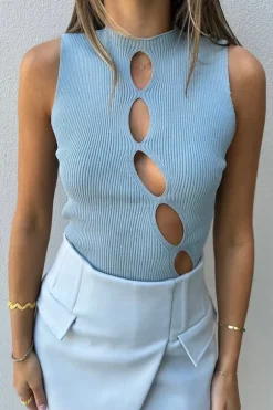 Sneaky Cut-Out Top Baby Blue